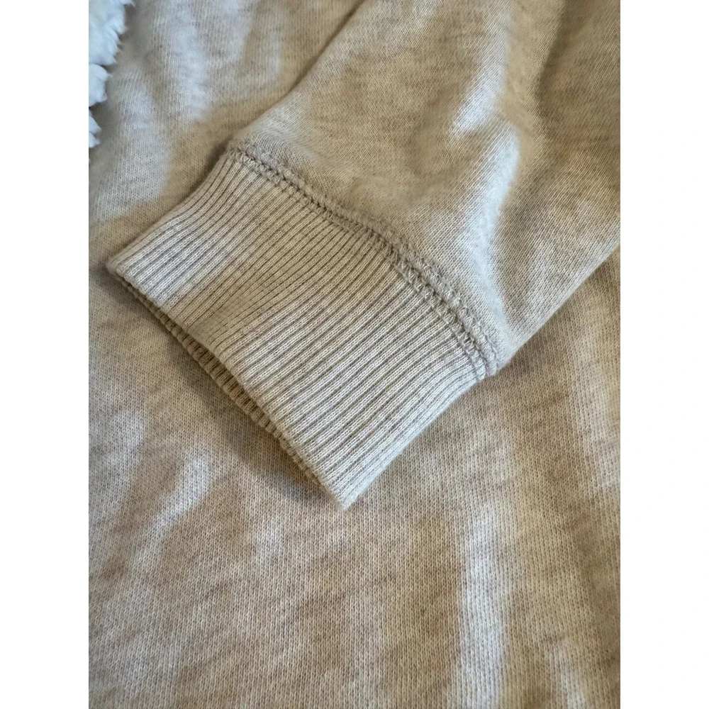 Hollister Womens Oatmeal Sherpa Lined Open Front Cardigan‎ Jacket Medium